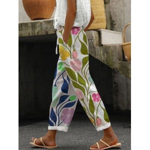 Women Floral Long Pant Casual Spring/Fall Trousers