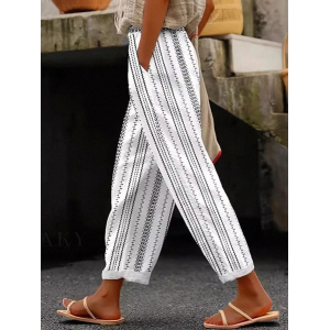 Women Striped Long Pant Casual Spring/Fall Trousers