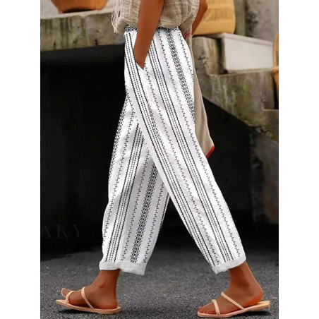 Women Striped Long Pant Casual Spring/Fall Trousers