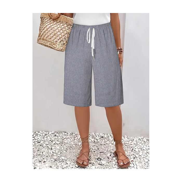 Women Striped Fifth Pants Pant Casual Summer Trousers