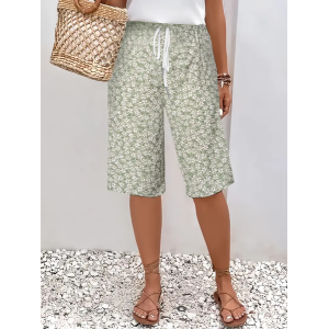 Women Floral Fifth Pants Pant Casual Summer Trousers