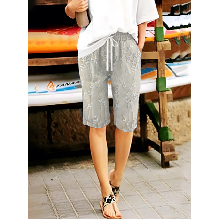 Women Floral Fifth Pants Pant Casual Summer Trousers