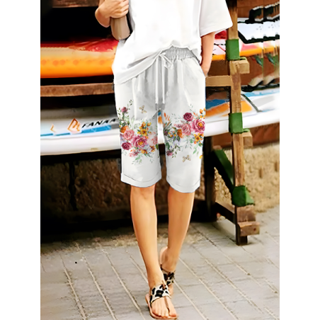 Women Floral Fifth Pants Pant Casual Summer Trousers