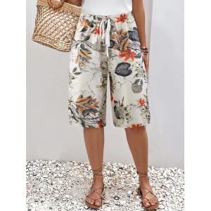 Women Floral Fifth Pants Pant Casual Summer Trousers