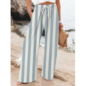 Women Striped Long Pant Casual Spring/Fall Trousers