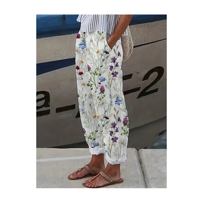 Women Floral Long Pant Casual Spring/Fall Trousers