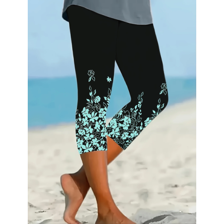 Women's Trousers Elastic Waist Legging Daily Going Out Casual Printing Floral Summer Pants