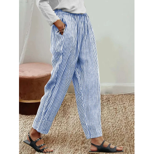 Women Striped Long Pant Casual Spring/Fall Trousers