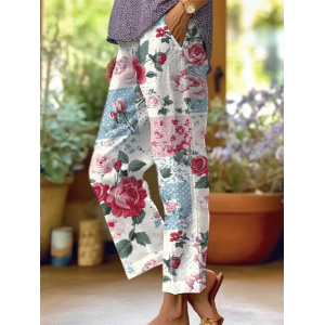 Women Floral Long Pants Casual Spring/Fall Trousers