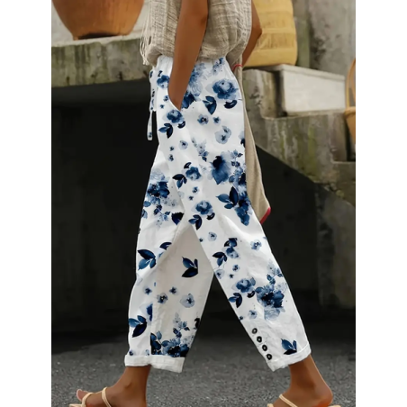 Women Floral Long Pants Casual Spring/Fall Trousers