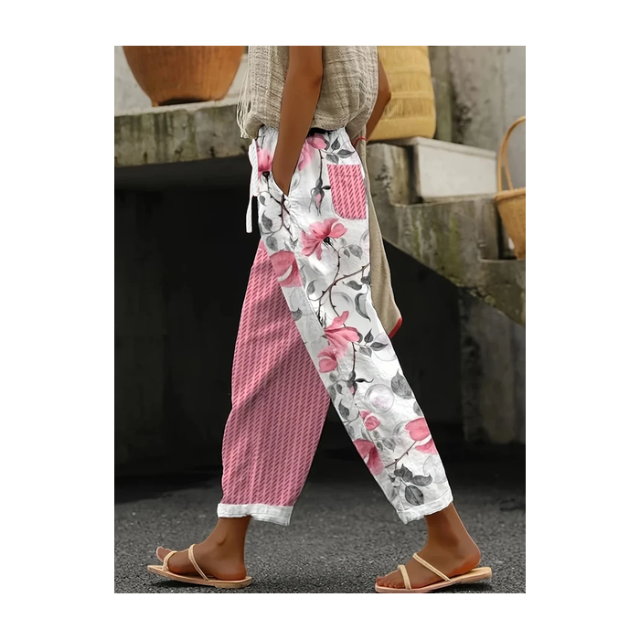 Women Floral Long Pants Casual Spring/Fall Trousers