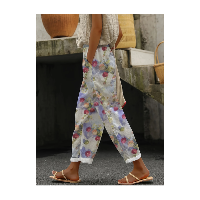 Women Floral Long Pants Casual Spring/Fall Trousers
