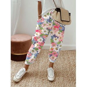 Women Floral Long Pants Casual Spring/Fall Trousers