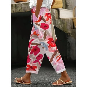 Women Floral Long Pants Casual Spring/Fall Trousers