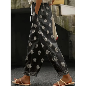 Women Floral Long Pants Casual Spring/Fall Trousers