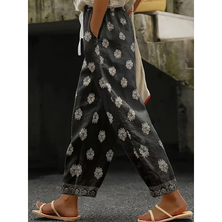 Women Floral Long Pants Casual Spring/Fall Trousers