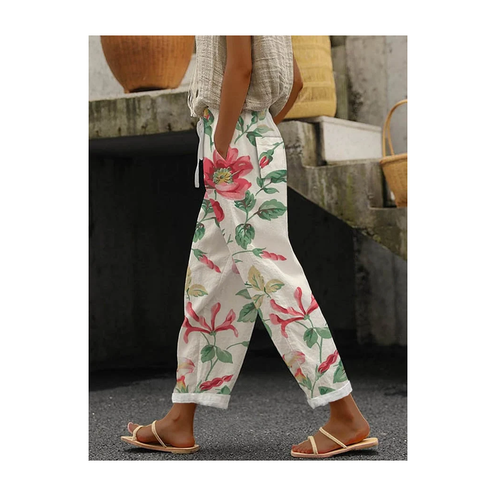 Women Floral Long Pants Casual Spring/Fall Trousers
