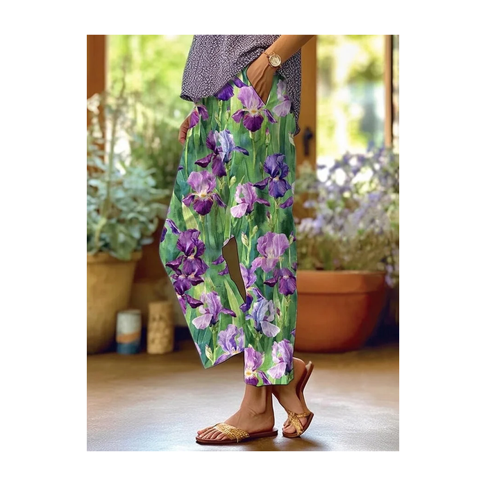 Women Floral Long Pants Casual Spring/Fall Trousers