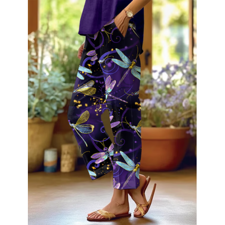 Women Floral Long Pants Casual Spring/Fall Trousers