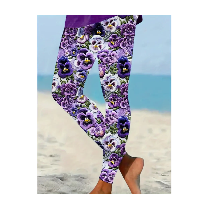 Women Floral Casual All Season Printing Long Leggings