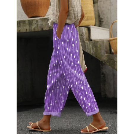Women Striped Long Pants Casual Spring/Fall Trousers