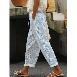 Women Floral Long Pants Casual Spring/Fall Trousers