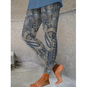 Women Paisley Casual All Season Printing Long Leggings