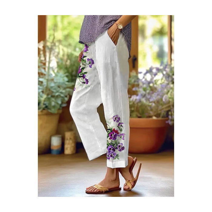Women Floral Long Pants Casual Spring/Fall Trousers
