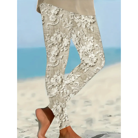 Women Floral Casual All Season Printing Long Leggings