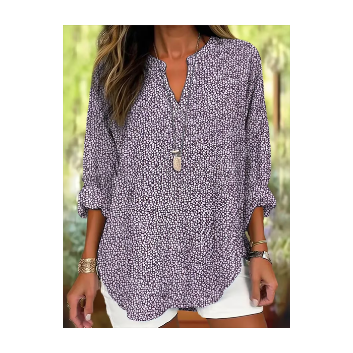 Women Abstract Long Sleeve Blouse Spring/Fall Printing V Neck Daily Casual Top