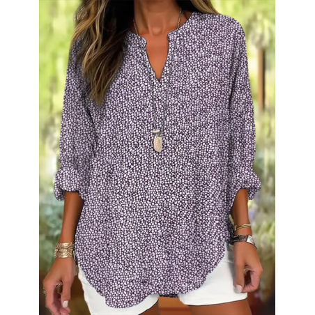 Women Abstract Long Sleeve Blouse Spring/Fall Printing V Neck Daily Casual Top