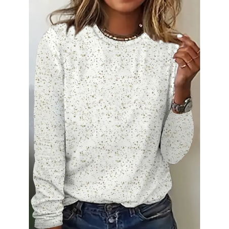 Women Abstract Long Sleeve Tee T-shirt Crew Neck Printing Casual Spring/Fall Graphic Tee Top