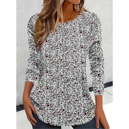 Women Floral Long Sleeve Tee T-shirt Crew Neck Printing Casual Spring/Fall Graphic Tee Top