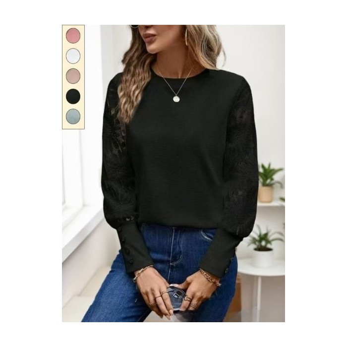 Women Floral Crew Neck Jacquard Vintage Spring/Fall Long Sleeve Sweatshirt