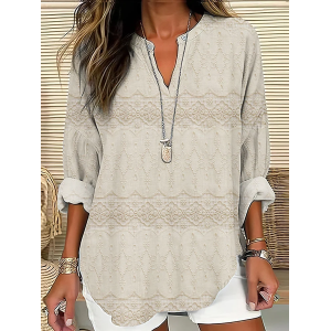 Women Floral Long Sleeve Blouse Spring/Fall Printing V Neck Daily Casual Top