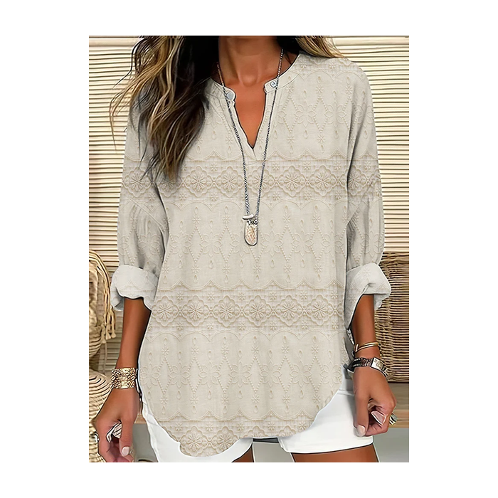 Women Floral Long Sleeve Blouse Spring/Fall Printing V Neck Daily Casual Top