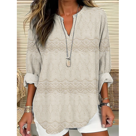 Women Floral Long Sleeve Blouse Spring/Fall Printing V Neck Daily Casual Top