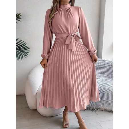 Women Plain Short Sleeve Summer Split Joint Dress Stand Collar Daily Vintage Maxi Tank A-Line Dress