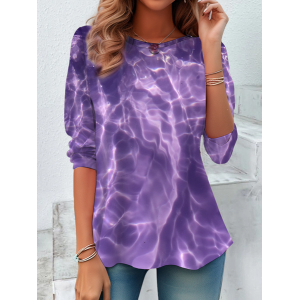 Women Abstract Long Sleeve Tee T-shirt Crew Neck Printing Casual Spring/Fall Graphic Tee Top