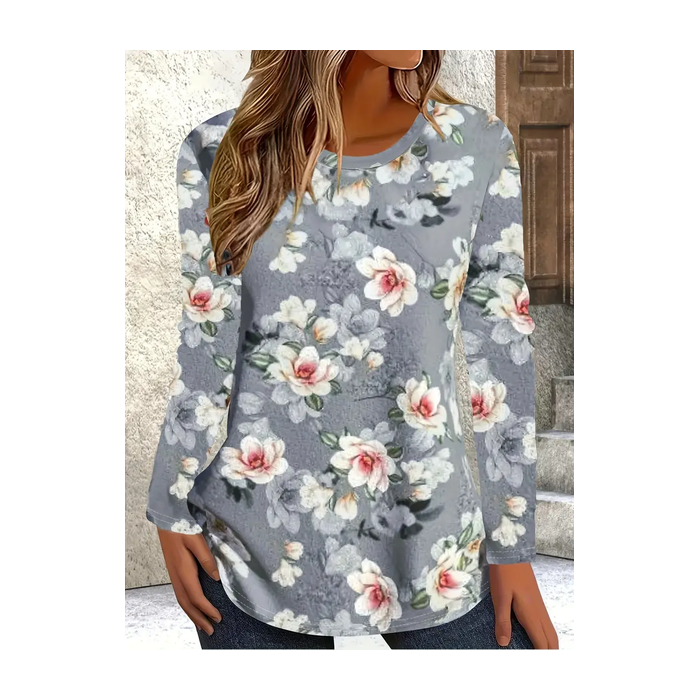 Women Floral Long Sleeve Tee T-shirt Crew Neck Printing Casual Spring/Fall Graphic Tee Top