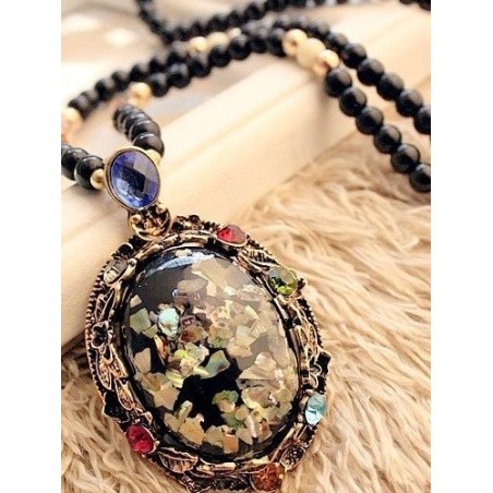 New Color Shell Cat's Eye Stone Long Korean Sweater Chain Accessories Retro Necklace