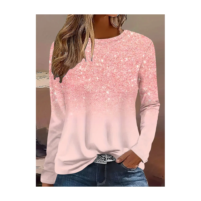 Women Abstract Long Sleeve Tee T-shirt Crew Neck Printing Casual Spring/Fall Graphic Tee Top