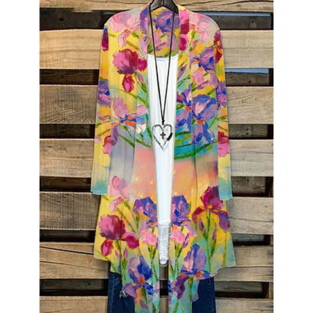 Women Floral Spring/Fall Cover-up Casual Lightweight Cardigan