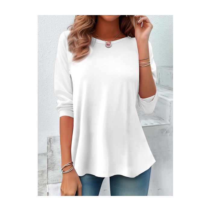 Women Plain Long Sleeve Tee T-shirt Crew Neck Casual Spring/Fall Tunic Top