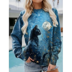 Casual Crew Neck Halloween Sweatshirt