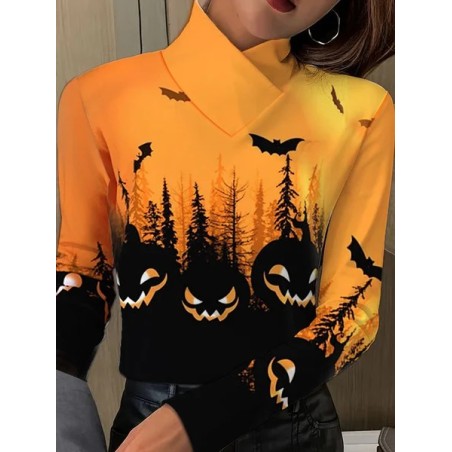Women's Long Sleeve Blouse Spring/Fall Halloween Printing Daily Going Out Vintage Top