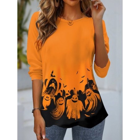 Women's Long Sleeve Tee T-shirt Spring/Fall Halloween Jersey Crew Neck Daily Going Out Casual Top
