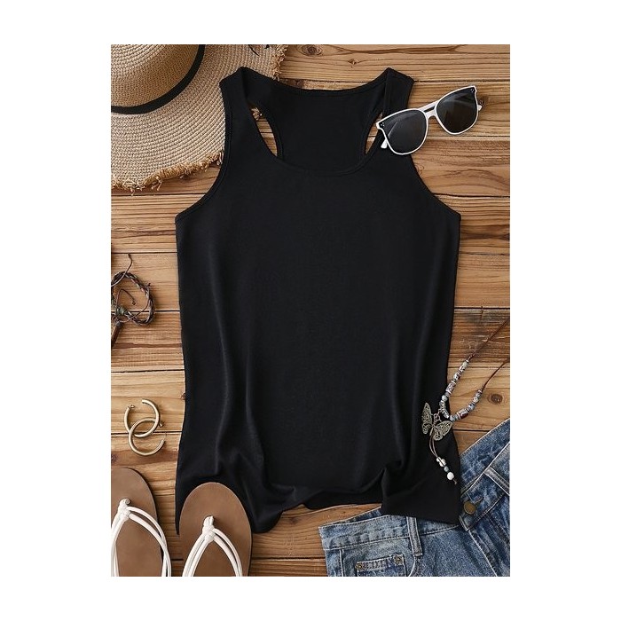 Women Sleeveless Tank Top Camisole Summer Plain Stand Collar Daily Sexy Top