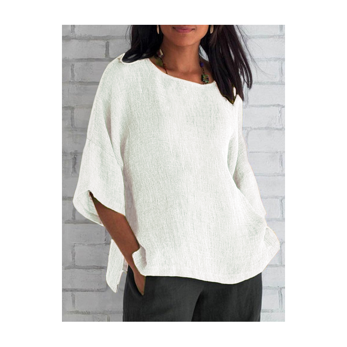 Women Plain Half Sleeve Tee T-shirt Crew Neck Casual Summer Top