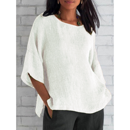 Women Plain Half Sleeve Tee T-shirt Crew Neck Casual Summer Top